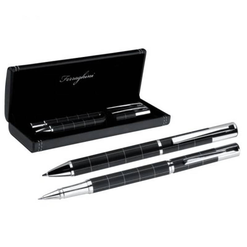 Psací souprava, kuličkové pero a roller v dárkovém balení, černá Psací souprava, kuličkové pero a roller v dárkovém balení, černá